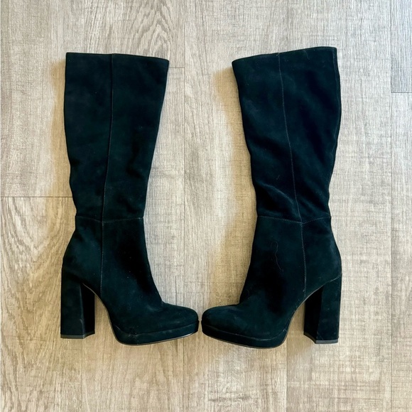 Steve Madden Y2K Marcello Black Suede Office Siren with Chunky Block Heel Size 6 - Picture 4 of 9